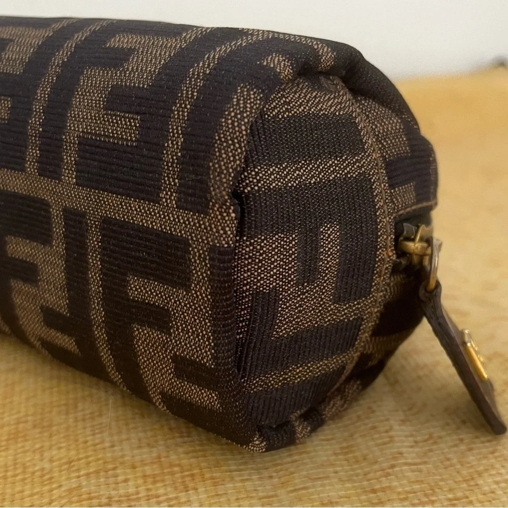 FENDI FF Zucca Monogram Cosmetic/Vanity Pouch Italy EUC Circa1980’s-1990’s